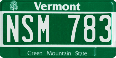 VT license plate NSM783