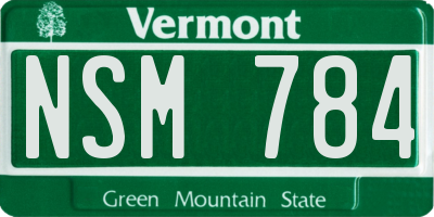 VT license plate NSM784