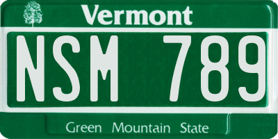 VT license plate NSM789