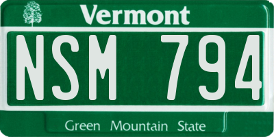 VT license plate NSM794