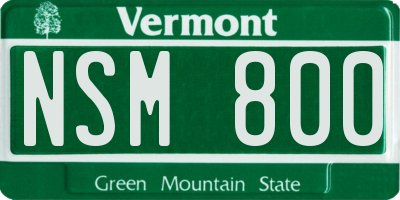 VT license plate NSM800