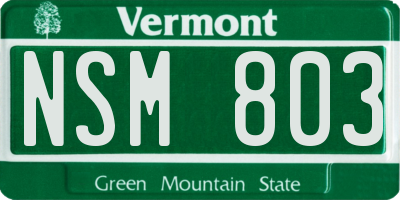 VT license plate NSM803