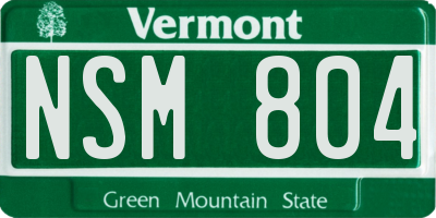 VT license plate NSM804
