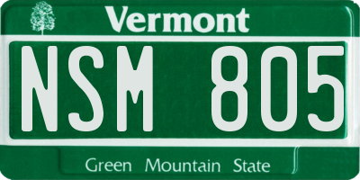 VT license plate NSM805