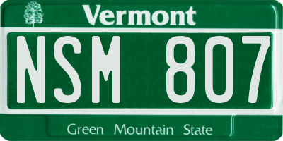 VT license plate NSM807