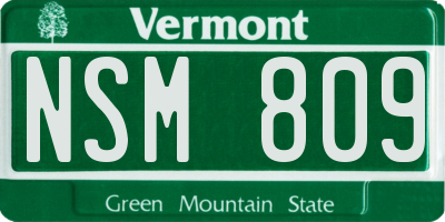 VT license plate NSM809