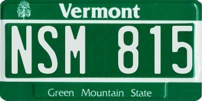 VT license plate NSM815