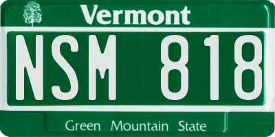 VT license plate NSM818