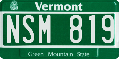 VT license plate NSM819