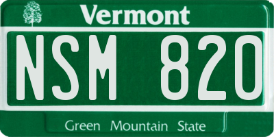 VT license plate NSM820