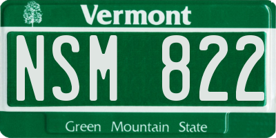 VT license plate NSM822