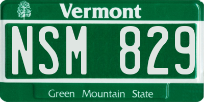 VT license plate NSM829