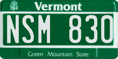 VT license plate NSM830