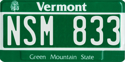 VT license plate NSM833