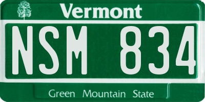 VT license plate NSM834