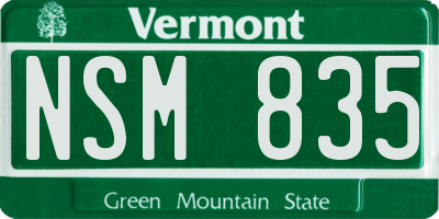 VT license plate NSM835