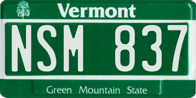 VT license plate NSM837