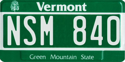 VT license plate NSM840