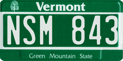 VT license plate NSM843