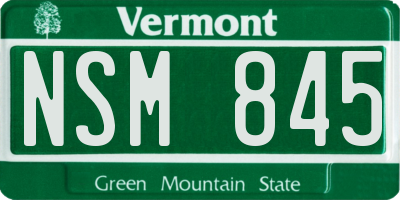 VT license plate NSM845