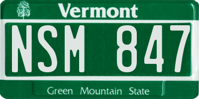 VT license plate NSM847