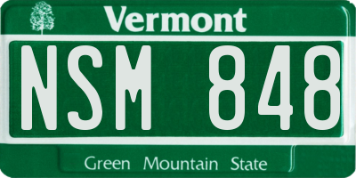 VT license plate NSM848