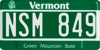 VT license plate NSM849