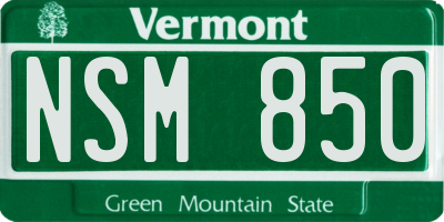VT license plate NSM850