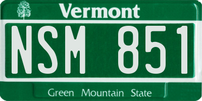 VT license plate NSM851