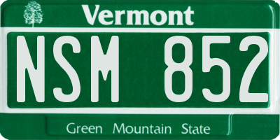 VT license plate NSM852