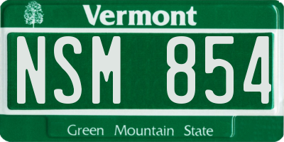 VT license plate NSM854
