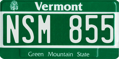 VT license plate NSM855