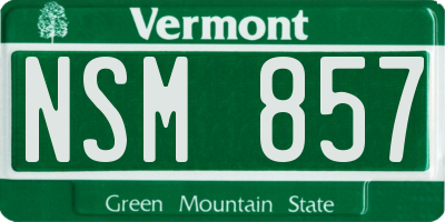 VT license plate NSM857