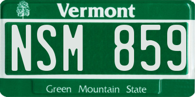 VT license plate NSM859