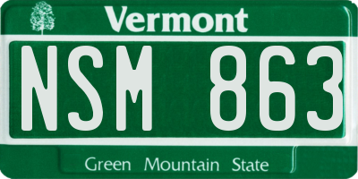 VT license plate NSM863