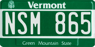VT license plate NSM865