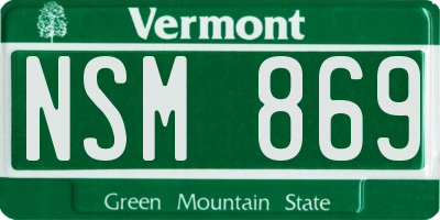 VT license plate NSM869
