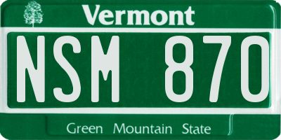 VT license plate NSM870