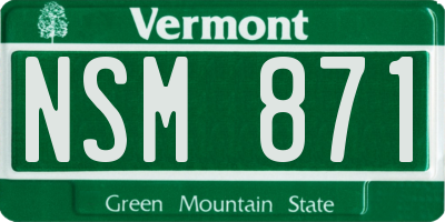 VT license plate NSM871