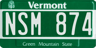 VT license plate NSM874