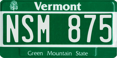 VT license plate NSM875