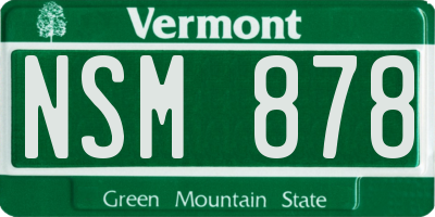 VT license plate NSM878