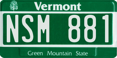 VT license plate NSM881