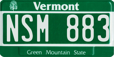 VT license plate NSM883