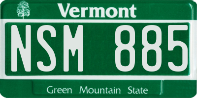 VT license plate NSM885