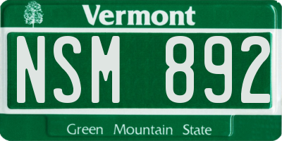 VT license plate NSM892
