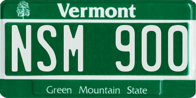 VT license plate NSM900