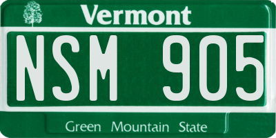 VT license plate NSM905