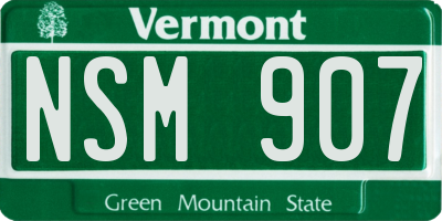 VT license plate NSM907