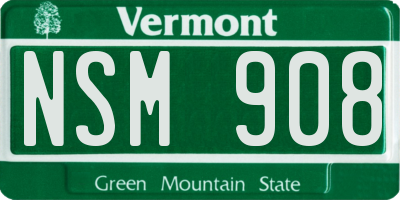 VT license plate NSM908